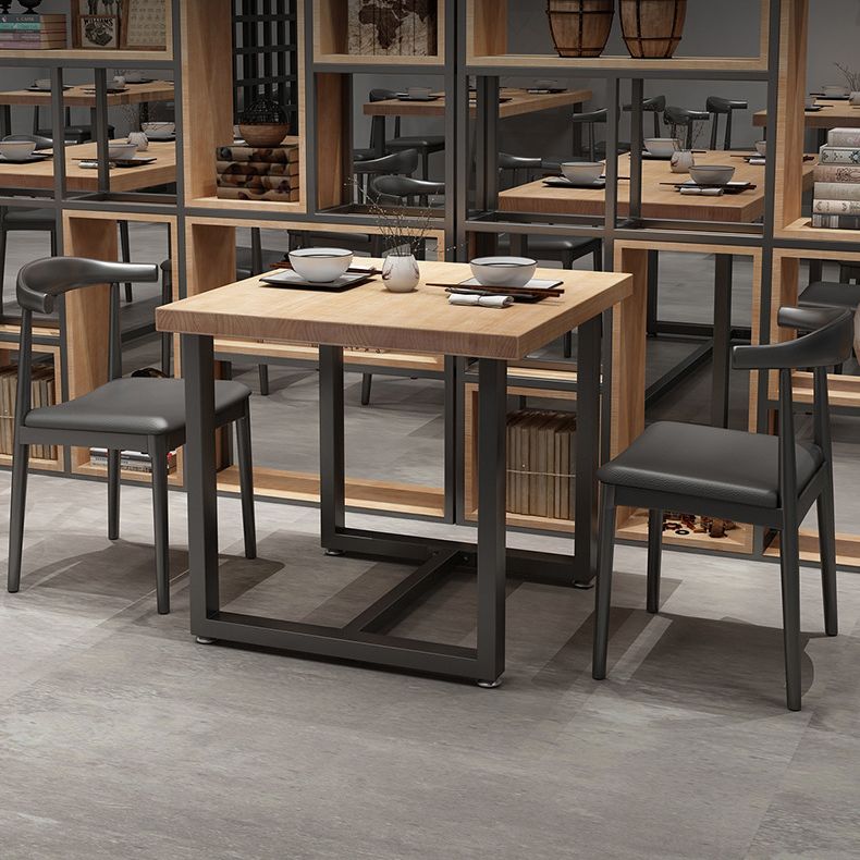 Industrial Solid Wood Dinner Room Kitchen Table Brown Square Table with Black Frame for Dinning Room Clearhalo ' dining_table' 'Dining Tables & Seating' 'Dining Tables' 'furn' 'furn_dining_table' 'Furniture' 'furniture_dining_table' 'Kitchen & Dining Furniture' 'kitchen&dining_furn' 'kitchen' 'kitchen_dining_table' 1200x1200_48c0bd47-91e6-4aa6-9e1f-7f7448911b97