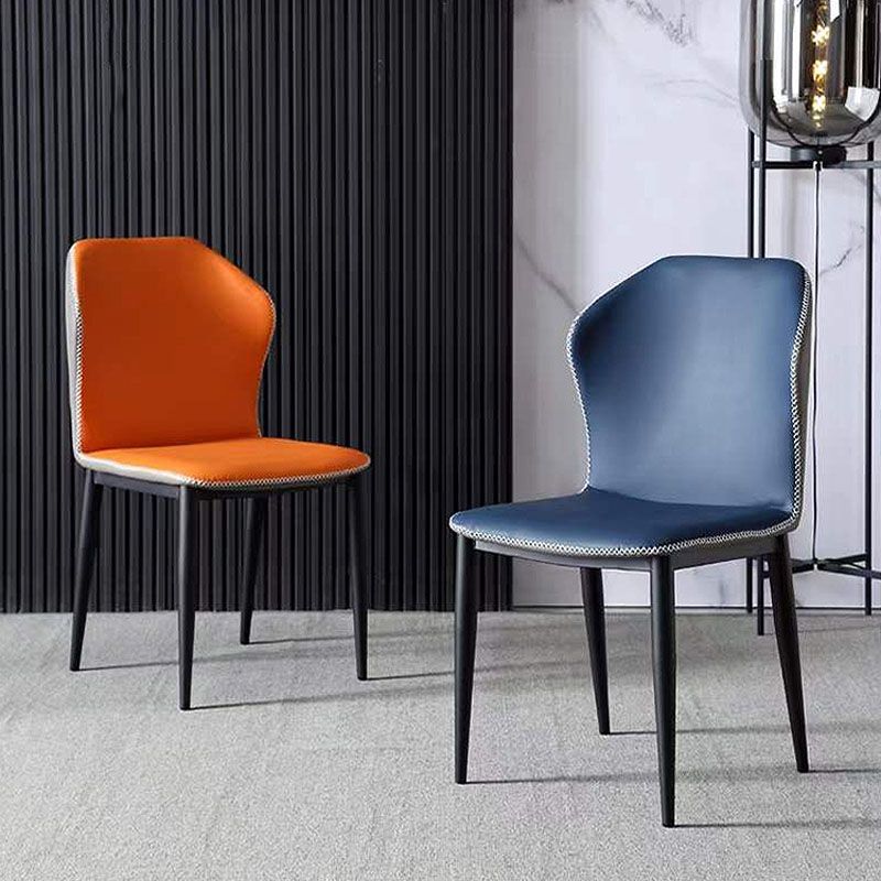 Industrial Faux Leather Dining Chairs Armless Wingback Parsons Chair