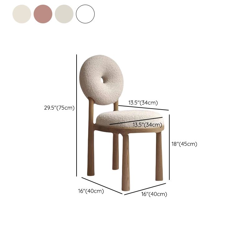 Nordic Armless Backrest Cushion Chair with Wooden Legs for Dining Room