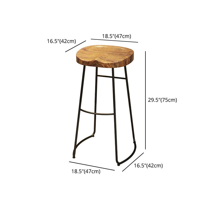 Black Iron Bar Stool Industrial Style Wood Backless Counter Stool with Saddle Seat Clearhalo 'Bar Furniture' 'Bar Stools' 'bar_stools' 'furniture_bar_stools' 'Kitchen & Dining Furniture' 'kitchen&dining_furn' 'kitchen' 'kitchen_furn' Furniture' 1200x1200_48c67a6f-ff2c-4a18-aabe-82422de9f688
