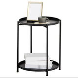 Mid-Century Modern Cross Legs Coffee Table with Round Top in Iron