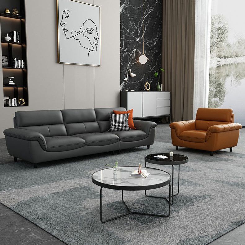 Modern 34.64" H Genuine Leather Pillow Top Arm Sofa for Living Room Clearhalo 'furn' 'furn_sofas' 'Furniture' 'Living Room Furniture' 'Sofa' 'sofas' 1200x1200_48ca1a50-537e-4f06-bb2d-653b53bd7828