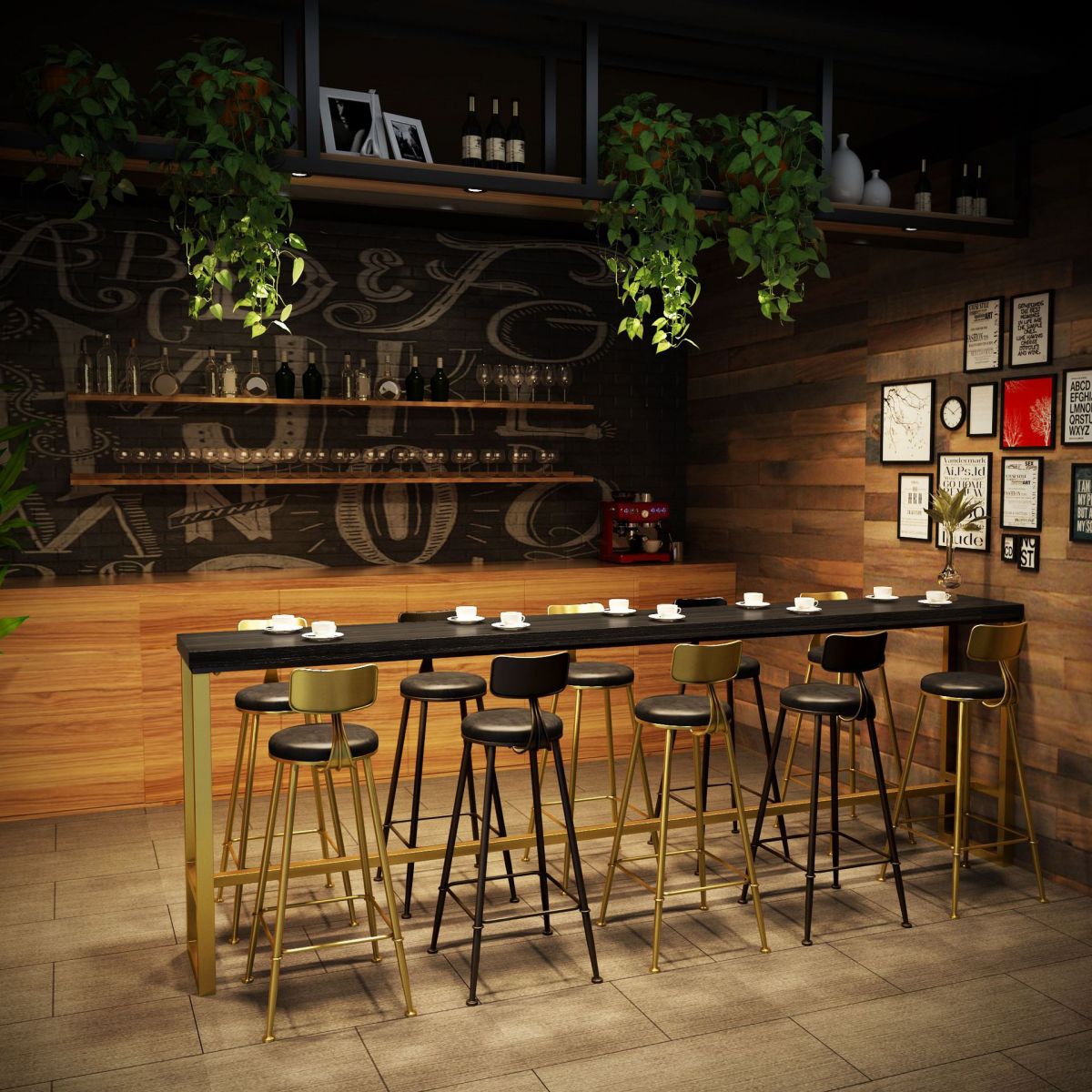 Tavolo da tavolo da pub rettangolo altezza glam tavolo da bar in legno massiccio per piccoli luoghi