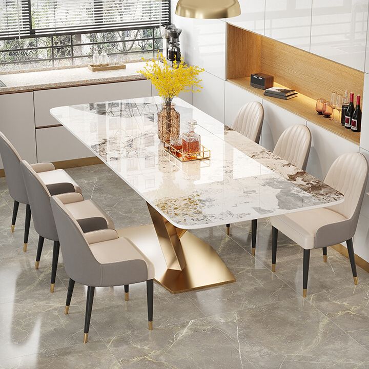 Traditional Luxury Dining Table Rectangle Sintered Stone Table with Gold Frame for Home Clearhalo ' dining_table' 'Dining Tables & Seating' 'Dining Tables' 'furn' 'furn_dining_table' 'Furniture' 'furniture_dining_table' 'Kitchen & Dining Furniture' 'kitchen&dining_furn' 'kitchen' 'kitchen_dining_table' 1200x1200_48cd783a-8e94-4bd3-b72b-93254796efd7
