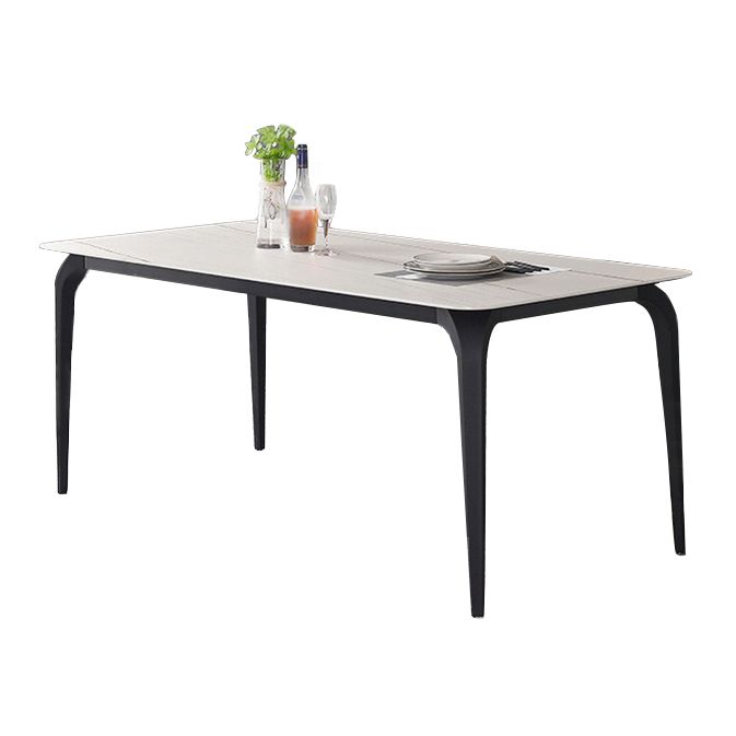 Modern Rectangle Dining Table Stone Top Table with Stainless Steel 4 Legs Clearhalo 'Dining Tables & Seating' 'Dining Tables' 'dining_table' 'furn' 'furn_dining_table' 'Furniture' 'furniture_dining_table' 'Kitchen & Dining Furniture' 1200x1200_48ce4d67-6d96-405c-a845-cceb7785de2e