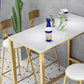 Mesa de bar con tapa de piedra blanca Mesa de comedor Glam Bar con base dorada