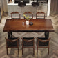 Industrial Double Pedestal Dining Table Rectangle Pine Solid Wood Dining Table
