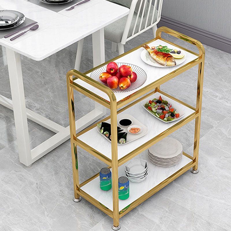 Wooden Prep Table Modern Rolling Open Shelves Kitchen Trolley