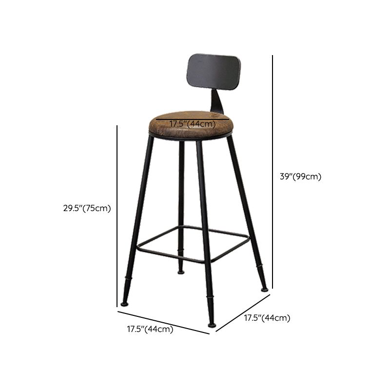 Tabouret de bar à dos basse de style brun de style contemporain avec jambes en métal