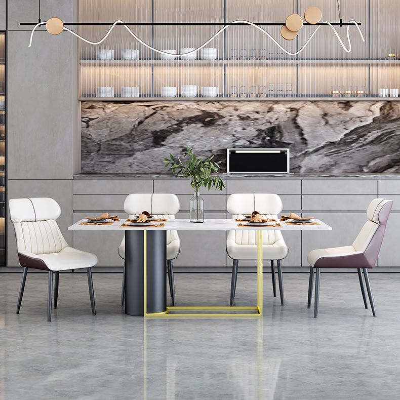 Nordic 1/5 Pieces Dining Set Rectangle Stone Dining Table for Living Room Clearhalo 'Dining Room Sets' 'Dining Tables & Seating' 'dining_room_set' 'furn' 'furn_dining_room_set' 'Furniture' 'Kitchen & Dining Furniture' 1200x1200_48d21a02-52fb-4c8a-9f90-3d4720854fe1
