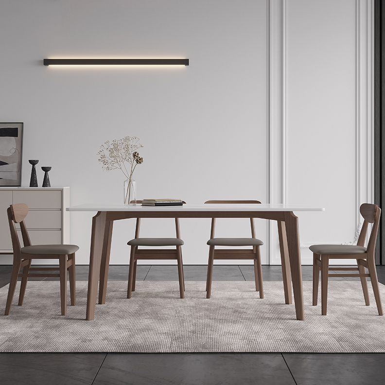 Sintered Stone Two-Color Dining Table Mid-Century Modern 4 Legs Table for Dining Room Clearhalo ' dining_table' 'Dining Tables & Seating' 'Dining Tables' 'furn' 'furn_dining_table' 'Furniture' 'furniture_dining_table' 'Kitchen & Dining Furniture' 'kitchen&dining_furn' 'kitchen' 'kitchen_dining_table' 1200x1200_48d27ad0-d2de-4228-92b8-c0506babcfcd