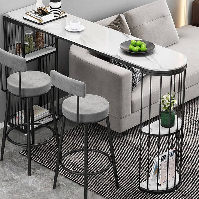 Industrial Style Iron Bar Table Faux Marble White Top 41.3"H Bistro Table Clearhalo 'Bar Furniture' 'Bar Tables' 'bar_tables' 'furn' 'furn_bar_tables' 'Furniture' 'furniture_bar_tables' 'Kitchen & Dining Furniture' 1200x1200_48d3a163-b9d1-42d7-9d79-2ae27f9a6e5b