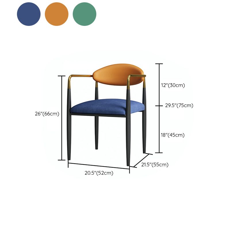 Glam -arm stoel metalen benen open achterste eetkamerstoel voor thuisgebruik