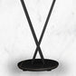 Modernistic Slate Top Round Side End Table Metal X-base End Table