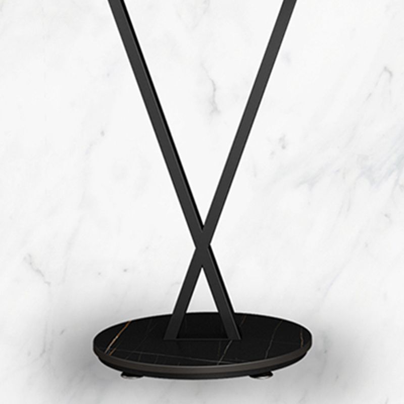 Modernistic Slate Top Round Side End Table Metal X-base End Table