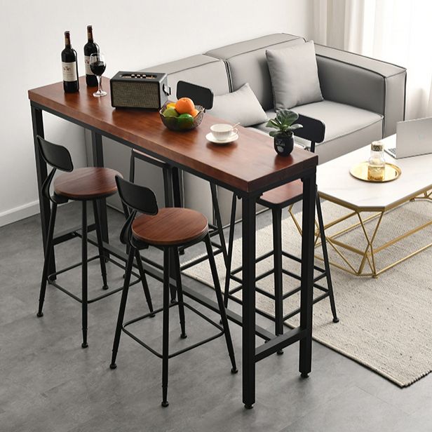 Brown Modern Style Table Solid Wood and Iron Breakroom Bar Table Clearhalo 'Bar Furniture' 'Bar Tables' 'bar_tables' 'furn' 'furn_bar_tables' 'Furniture' 'furniture_bar_tables' 'Kitchen & Dining Furniture' 1200x1200_48d79e76-2047-4f4b-9815-88db78eb5ce3