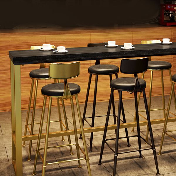 Industrial Bistro Bar Table Rectangle Solid Wood Bar Table with Gold Frame Clearhalo 'Bar Furniture' 'Bar Tables' 'bar_tables' 'furn' 'furn_bar_tables' 'Furniture' 'Kitchen & Dining Furniture' 1200x1200_48d7f542-f077-4822-a3b7-eee6210971ba