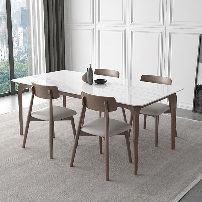 Mid-Century Dinette Table Rectangle Stone Dining Table in White Clearhalo 'Dining Tables & Seating' 'Dining Tables' 'dining_table' 'furn' 'furn_dining_table' 'Furniture' 'Kitchen & Dining Furniture' 1200x1200_48d8f229-c56c-4322-bf70-aae4d85a26c5