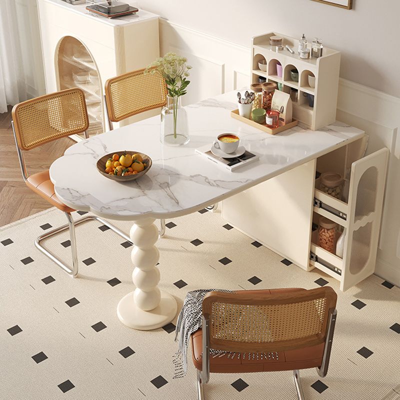 Modern Free Form Dining Table for Kitchen White Dinette Table with Storage Clearhalo 'Dining Tables & Seating' 'Dining Tables' 'dining_table' 'furn' 'furn_dining_table' 'Furniture' 'Kitchen & Dining Furniture' 1200x1200_48d9e140-9d48-45d4-acab-754c9e077f5e
