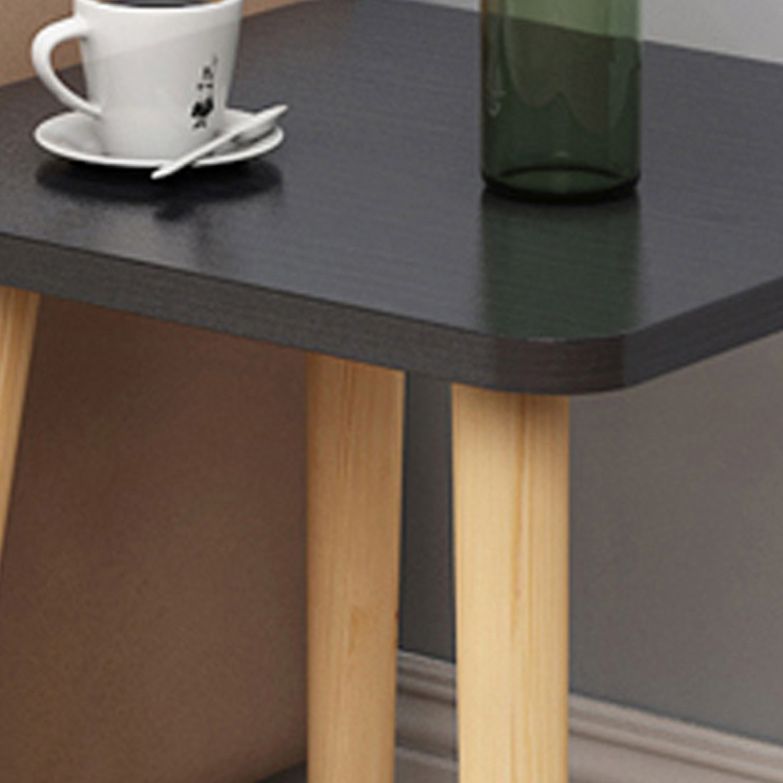 Tabla de extremo cuadrada contemporánea 4 Piernas Mesa lateral de madera maciza, 16.5 "de alto