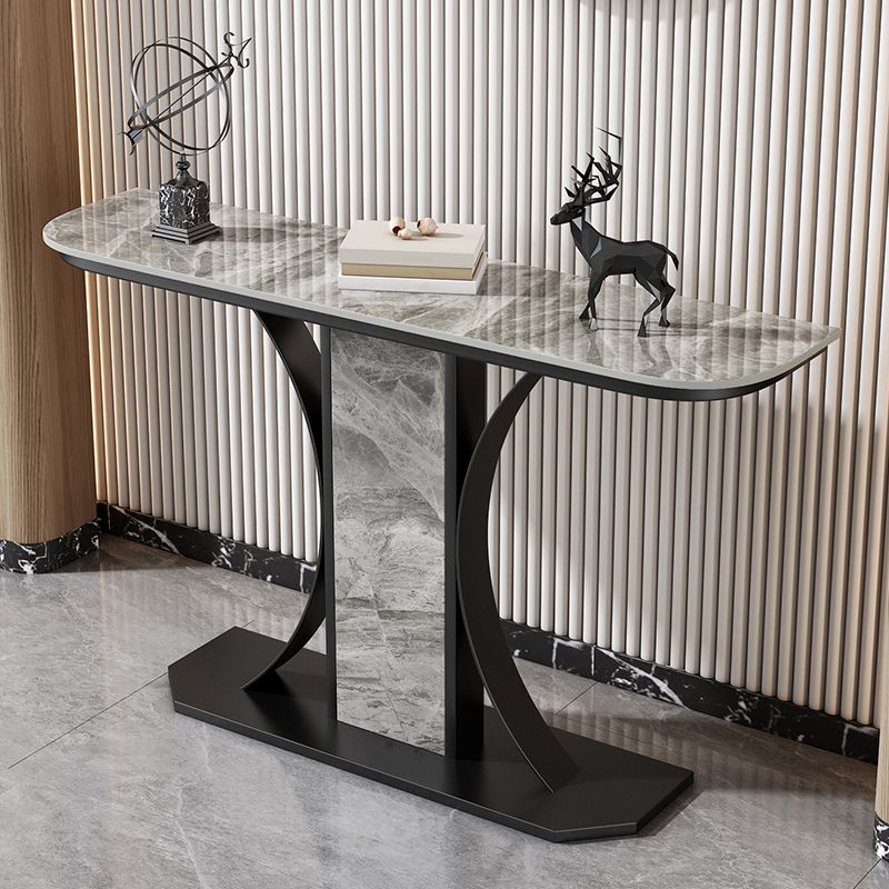 Glam Console Table Half Moon Stone Accent Table for Hall , 12 Inch Wide Clearhalo 'Console Tables' 'console_tables' 'Entry & Mudroom Furniture' 'furn' 'furn_console_tables' 'Furniture' 1200x1200_48de3030-dc42-4621-94c5-41df545339d0
