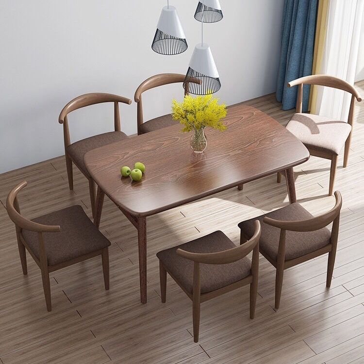 Rectangular Solid Wood Dining Table Modern Furniture with 4 Legs in Matte Finish Clearhalo 'Dining Tables & Seating' 'Dining Tables' 'dining_table' 'furn' 'furn_dining_table' 'Furniture' 'Kitchen & Dining Furniture' 1200x1200_48de3483-a9a8-4f83-b579-83c76e5b2133