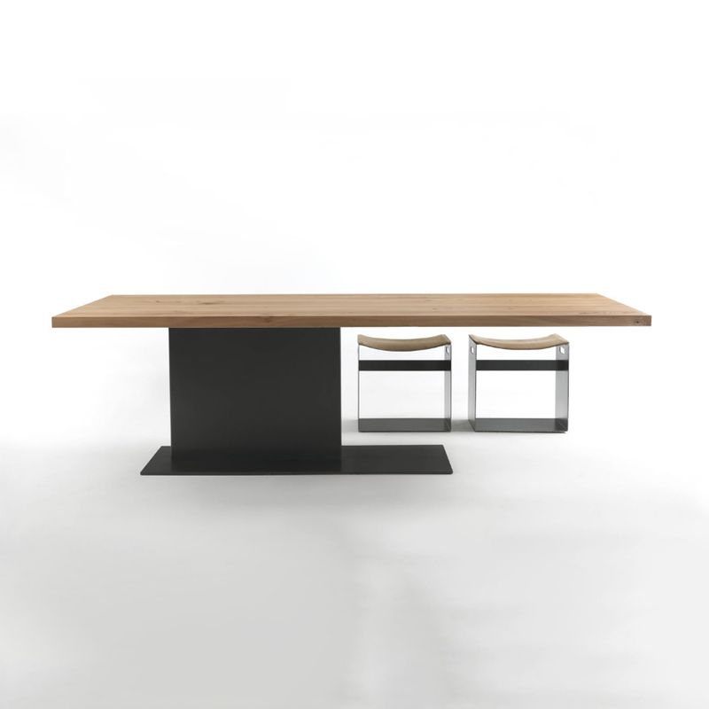 Natural Top Rectangular Table Solid Wood Dining Room Table with Metal Base Clearhalo 'Dining Tables & Seating' 'Dining Tables' 'dining_table' 'furn' 'furn_dining_table' 'Furniture' 'Kitchen & Dining Furniture' 1200x1200_48e0b4f7-d7a5-4e3e-9903-a5cd5f799fc4