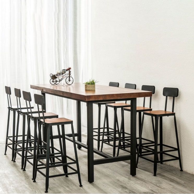 Industrial 1/2/9 Pieces Solid Wood Bar Table Set Fixed Bistro Set for Home Use Clearhalo 'Bar Furniture' 'furn' 'furn_home_bar_bar_sets' 'Furniture' 'Home Bars & Bar Sets' 'home_bar_bar_sets' 'Kitchen & Dining Furniture' 1200x1200_48e150de-97bd-46c9-bf9c-896ab8995bf1