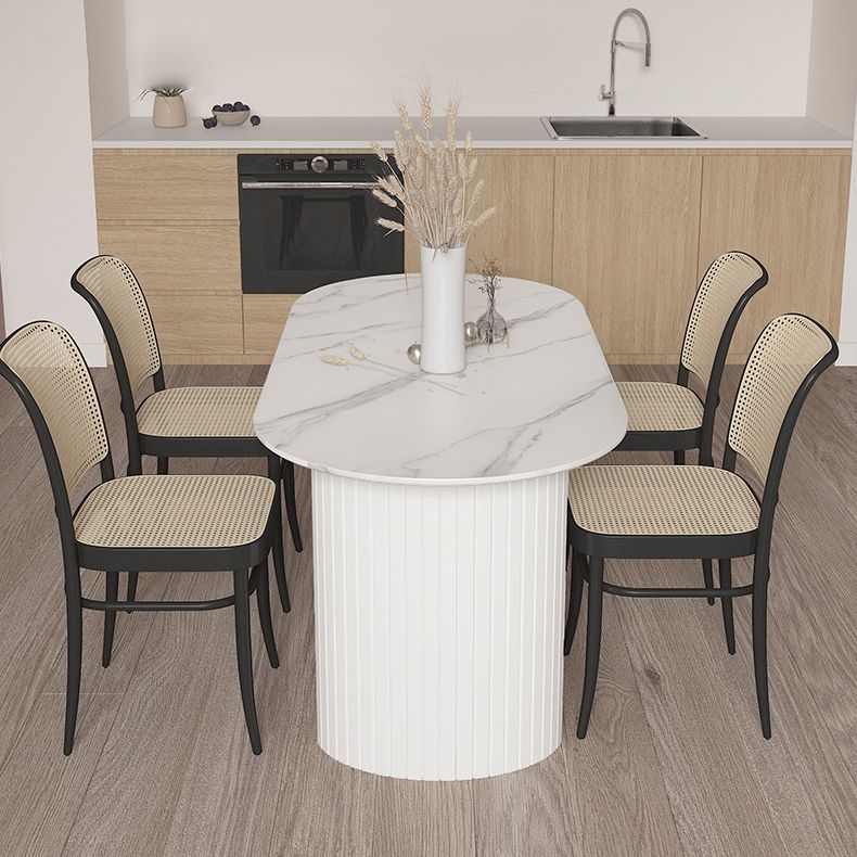 Stone Top Table Contemporary Dining Table with Sled Base in White Clearhalo 'Dining Tables & Seating' 'Dining Tables' 'dining_table' 'Furniture' 'furniture_dining_table' 'Kitchen & Dining Furniture' 'kitchen' 'kitchen_dining_table' 1200x1200_48e1c7bf-6d94-4ea3-9bff-2f0f59ac9a29
