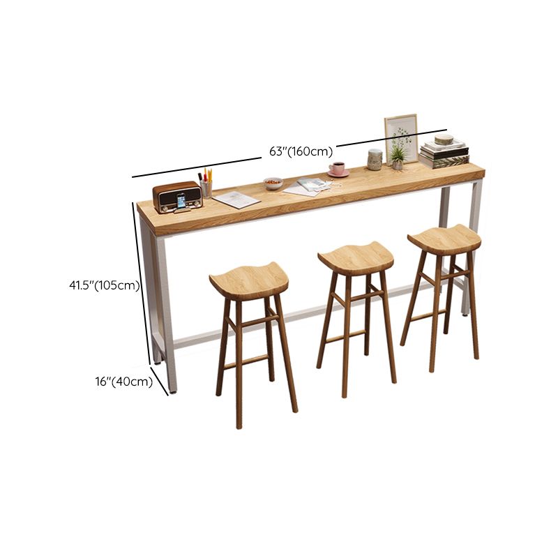 Industrial Style Bistro Bar Desk Pine Solid Wood Rectangle Bar Dining Table for Indoor Clearhalo 'Bar Furniture' 'Bar Tables' 'bar_tables' 'furn' 'furn_bar_tables' 'Furniture' 'Kitchen & Dining Furniture' 1200x1200_48e57ef0-6a61-4898-bf8a-ef768dbcf37c