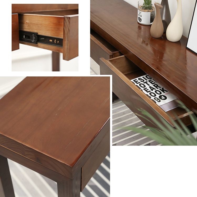 Tavolo di divano console con 2 cassetti nel tavolo console in legno marrone scuro