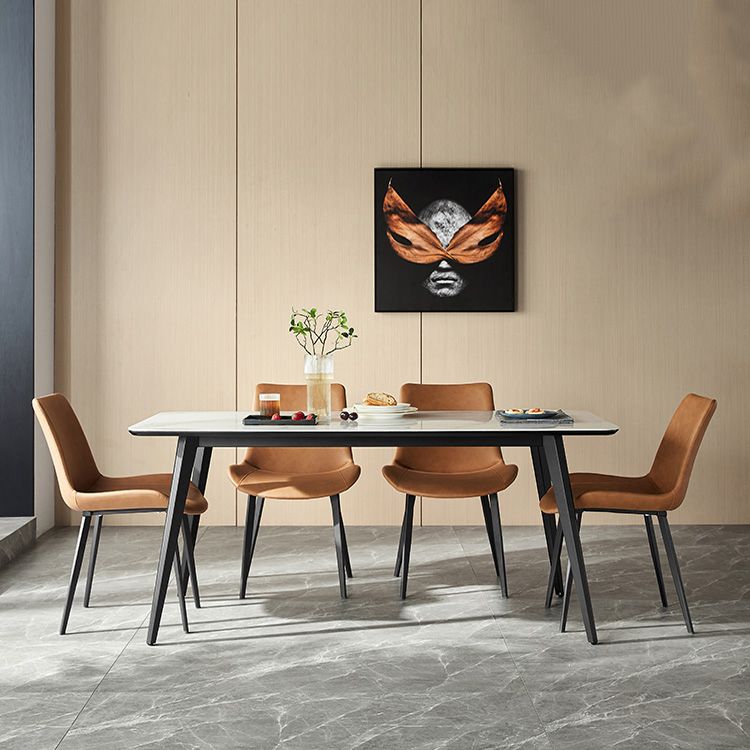 Polished Finish Dinette Table with Metal Legs Stone Top Indoor Dining Table Clearhalo 'Dining Tables & Seating' 'Dining Tables' 'dining_table' 'furn' 'furn_dining_table' 'Furniture' 'Kitchen & Dining Furniture' 1200x1200_48e6bd0e-d24e-46c2-9916-8f2c41fd234d