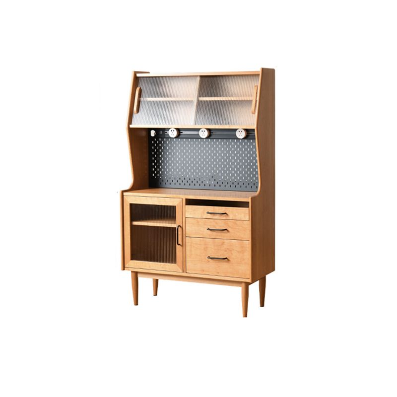 Rectangle Glass Paned Accent Cabinet Industrial Natural Finish Storage Cabinet Clearhalo 'Cabinets & Chests' 'cabinets_chests' 'furn' 'furn_cabinets_chests' 'Furniture' 'Living Room Furniture' 1200x1200_48e850d6-aea8-49a3-ad77-ac2b681d051e