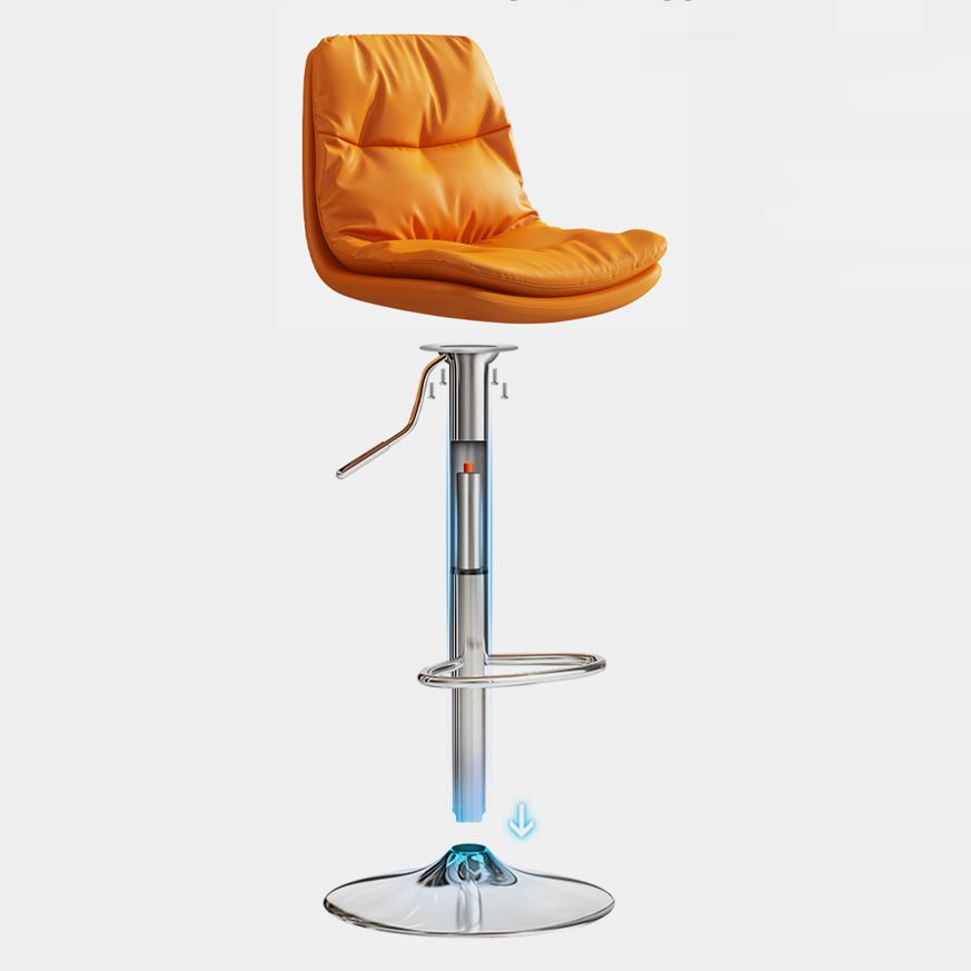 Contemporary Leather Adjustable Height Barstool Indoor Bar Stool with Iron Legs Clearhalo 'Bar Furniture' 'Bar Stools' 'bar_stools' 'furn' 'furn_bar_stools' 'furniture_bar_stools' 'Kitchen & Dining Furniture' 'kitchen&dining_furn' 'kitchen' 'kitchen_furn' Furniture' 1200x1200_48e99d3a-d46e-48c7-84f4-26ea0ec7c1f3