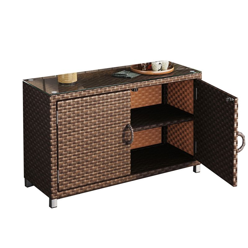 Modern Storage Cabinet Wicker&Rattan Side Cabinet With Doors Clearhalo 'Cabinets & Chests' 'cabinets_chests' 'furn' 'furn_cabinets_chests' 'Furniture' 'Living Room Furniture' 1200x1200_48ea9f1b-156d-46d0-bebe-f4870f66aa55