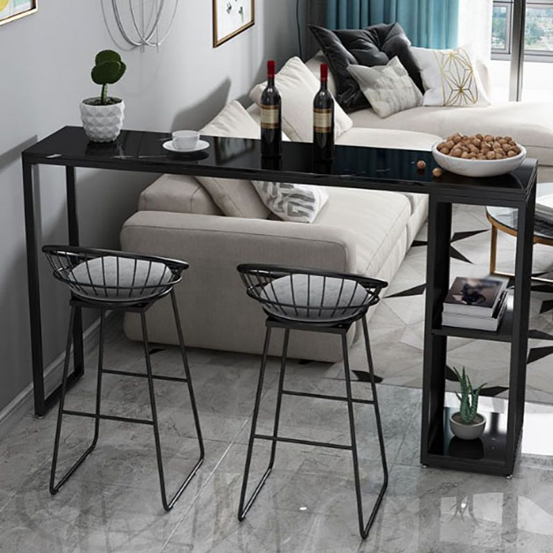 Glam Rectangle Indoor Bar Dining Table White Marble Bistro Table With Shelve Clearhalo 'Bar Furniture' 'Bar Tables' 'bar_tables' 'furn' 'furn_bar_tables' 'Furniture' 'furniture_bar_tables' 'Kitchen & Dining Furniture' 'kitchen&dining_furn' 'kitchen' 1200x1200_48eb74c3-39c3-4b7b-a746-8159b3a72916