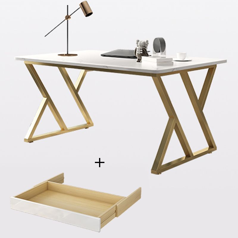 Rectangular Sintered Stone Desk with Gold Legs in Modern Style Clearhalo 'Furniture' 'furniture_office_desk' 'Office Desks' 'Office Furniture' 'office_desk' 1200x1200_48ebf689-8473-4f6a-8d83-a199185c601f