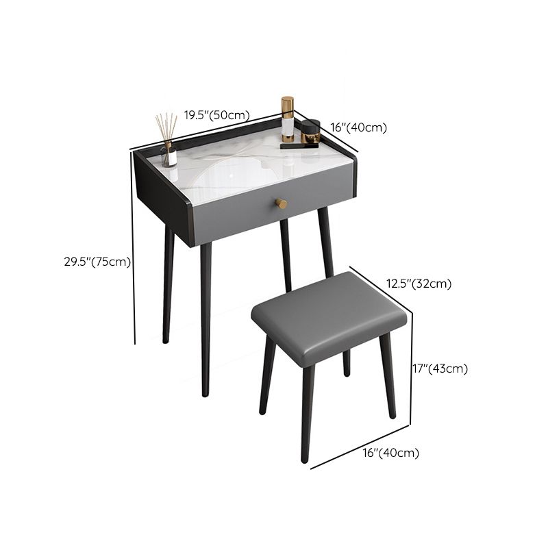 Zeitgenössischer Waschtisch mit Steinmake -up -Schminktisch in Schwarz