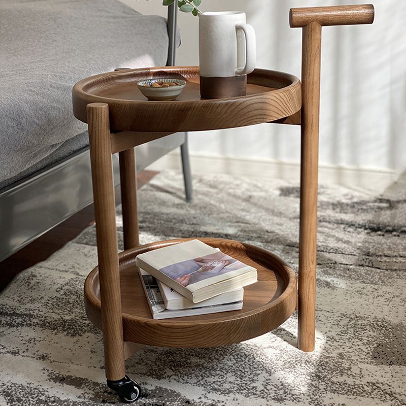 Modern Round Tray Top Side End Table 3 Legs Double Tier Side Table