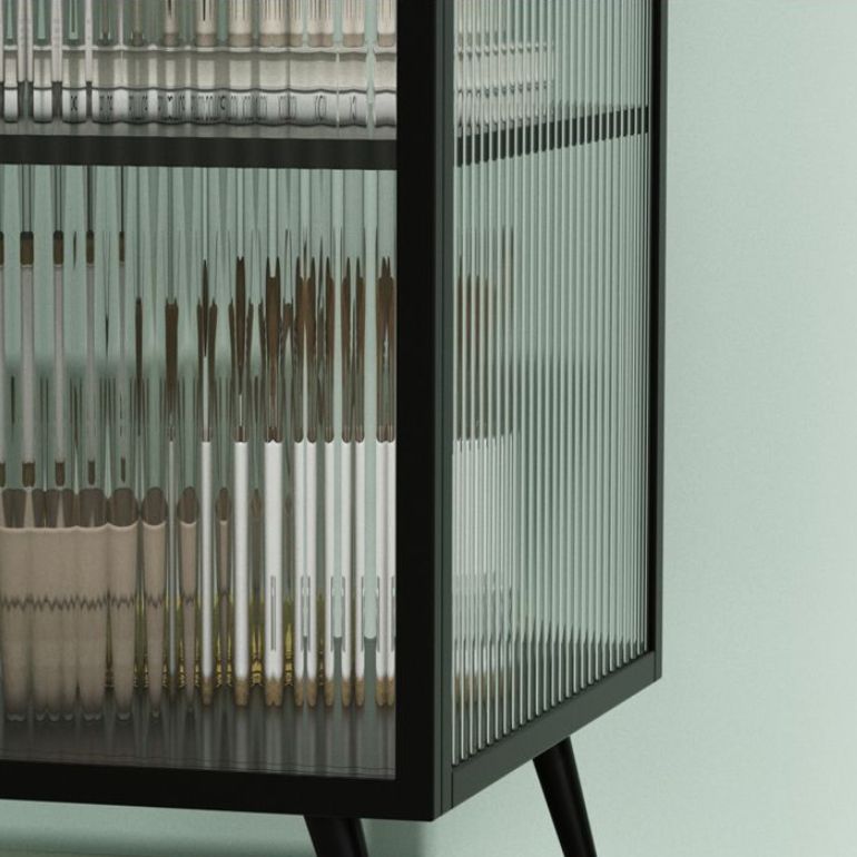 Modern Metal Curio Cabinet Glass Doors Storage Cabinet for Dining Room Clearhalo 'Display & China Cabinets' 'display_china_cabinets' 'furn' 'furn_display_china_cabinets' 'Furniture' 'Kitchen & Dining Furniture' 1200x1200_48ef56f6-1b45-468a-9a3b-4aab5822331b