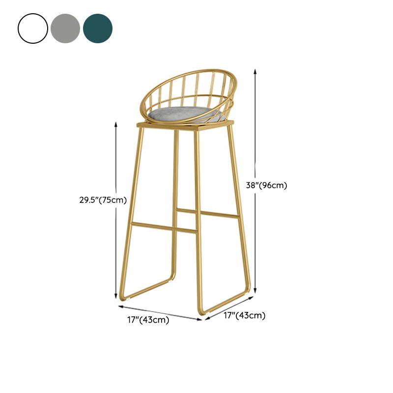 Round Upholstered Dining Stool Low Back Bar Stool with Gold Metal Base