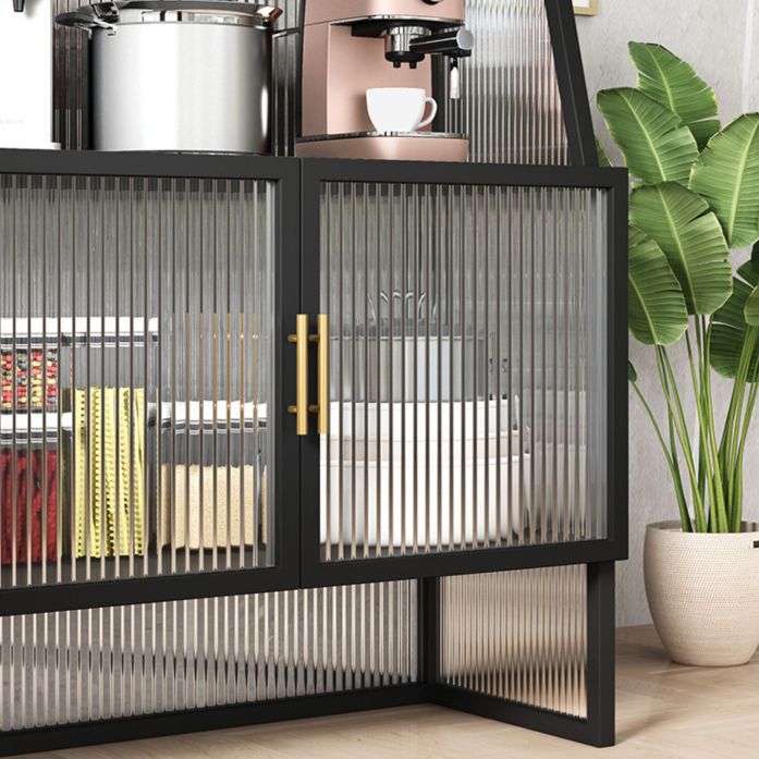 Glam Glass Doors Sideboard Cabinet Dining Room Metallic Credenza Clearhalo 'buffet_sideboard' 'Buffets & Sideboards' 'furn' 'furn_buffet_sideboard' 'Furniture' 'Kitchen & Dining Furniture' 1200x1200_48f40b1a-cb23-4cd0-87fd-808b4a3b122f