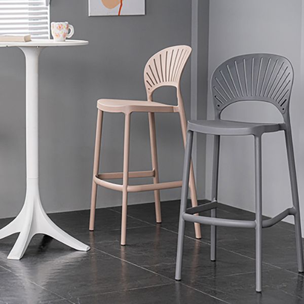 Backrest Armless Counter Stool Industrial Plastic Bar Stool with 4 Legs