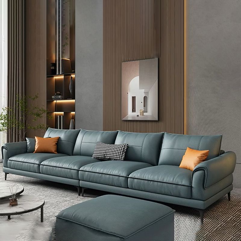 Divano di divano in pelle standard contemporanea resistente alle macchie in blu