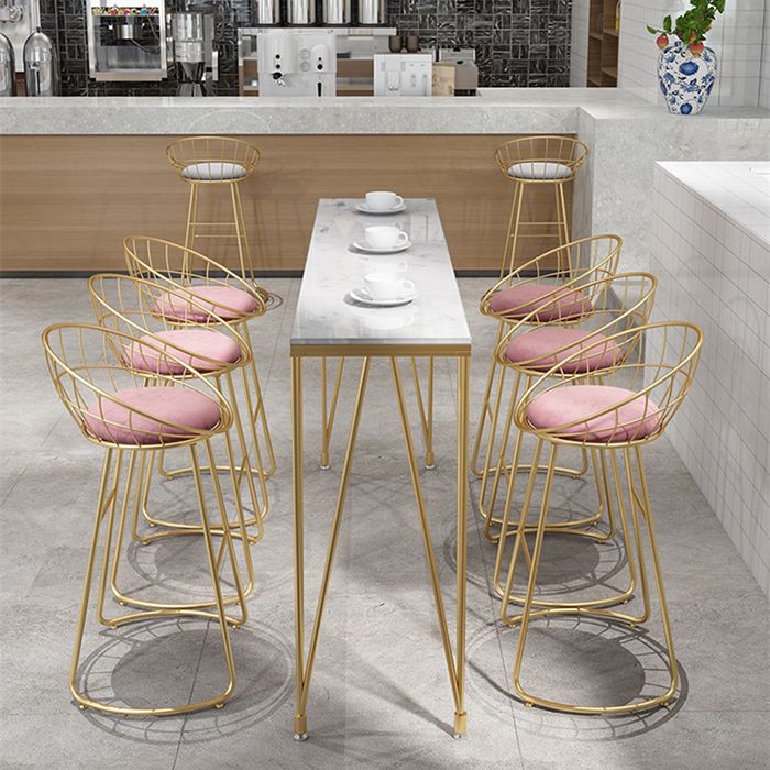 Glam 1/7 Pieces Bar Table Set Rectangle Stone Counter Table with High Stools Clearhalo 'Bar Furniture' 'furn' 'furn_home_bar_bar_sets' 'Furniture' 'Home Bars & Bar Sets' 'home_bar_bar_sets' 'Kitchen & Dining Furniture' 1200x1200_48f6a034-f8f5-4c4a-9937-25b421f7b229