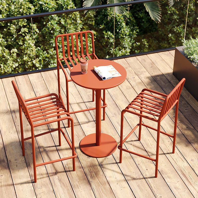 Pedestal Round Bar Dining Table Metal Fixed Pub Table for Outdoor Clearhalo 'Bar Furniture' 'Bar Tables' 'bar_tables' 'furn' 'furn_bar_tables' 'Furniture' 'Kitchen & Dining Furniture' 1200x1200_48f72786-8d71-488b-9e95-c735e2f6191c