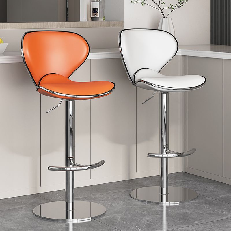 Modern Faux Leather Adjustable Height Swivel Bar Stool with Footrest Clearhalo 'Bar Furniture' 'Bar Stools' 'bar_stools' 'furn' 'furn_bar_stools' 'Furniture' 'Kitchen & Dining Furniture' 1200x1200_48f80873-938b-4abd-8adb-c9c2b7b3b89d