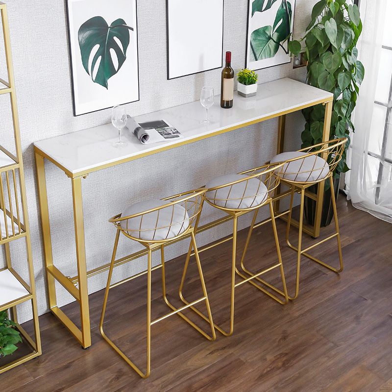Glam Bar-height Table White Stone Top Pub Table with Gold Base Clearhalo 'Bar Furniture' 'Bar Tables' 'bar_tables' 'furn' 'furn_bar_tables' 'Furniture' 'Kitchen & Dining Furniture' 1200x1200_48f81225-136a-480a-a76d-e50f84331e6c