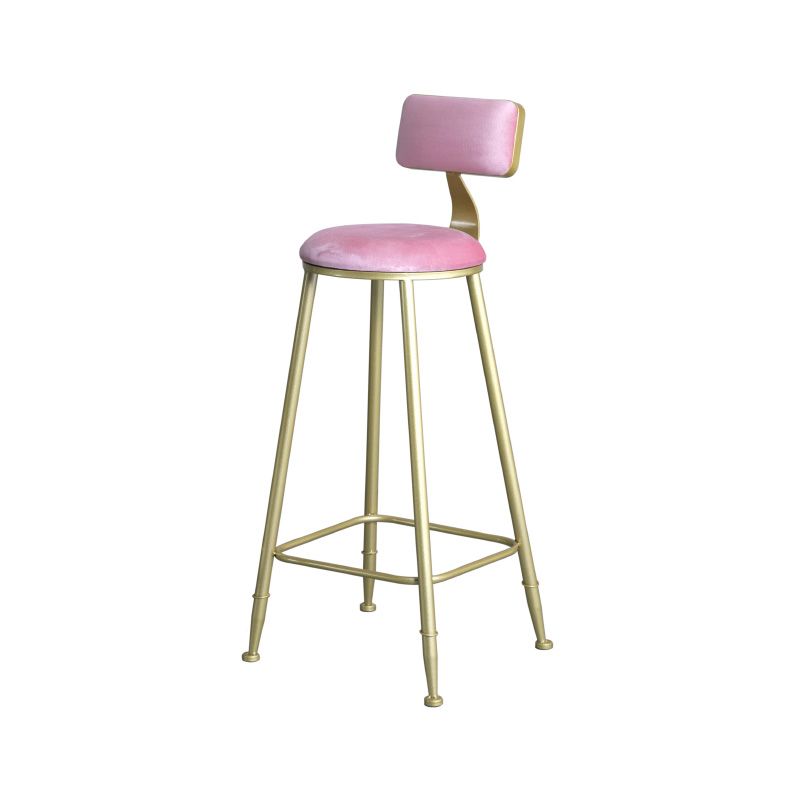 Glam Armless Backrest Counter Stool Steel Cafe Bar Stool with Velvet Cushion and Pedal Clearhalo 'Bar Furniture' 'Bar Stools' 'bar_stools' 'furn' 'furn_bar_stools' 'furniture_bar_stools' 'Kitchen & Dining Furniture' 'kitchen&dining_furn' 'kitchen' 'kitchen_furn' Furniture' 1200x1200_48fa8956-6f22-47e9-8054-a19857881b1b