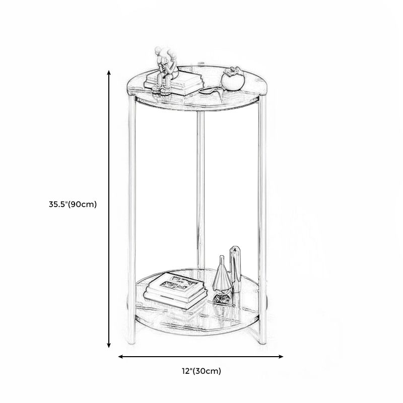 Tavolo da roccia in stile moderno Base in acciaio in metallo con laterale di spazio di archiviazione circolare
